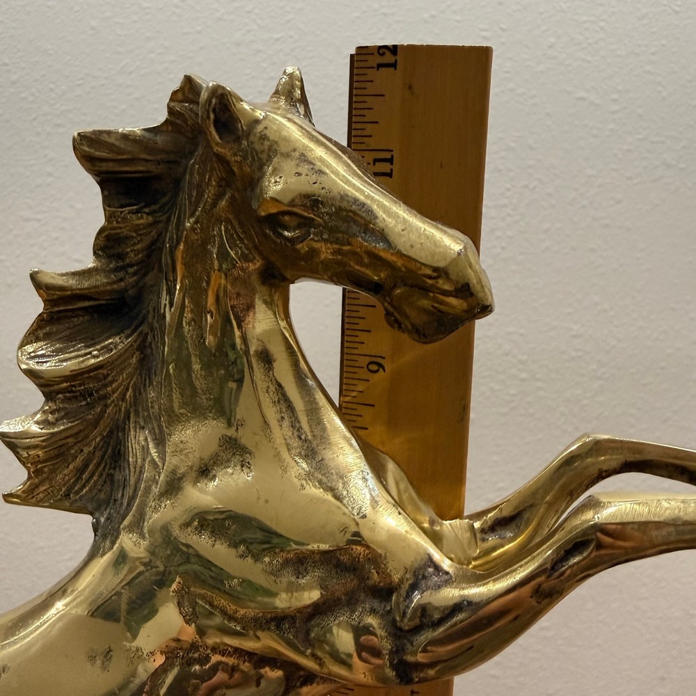 Vintage 60s Solid Brass Decorative Rearing Horse Sculpture Equestrian Art - Picture 7 of 9
